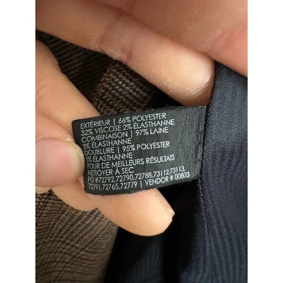 Club Monaco Glen Plaid Mixed Media Blazer Brown Black Workwear Women's 0 NEW